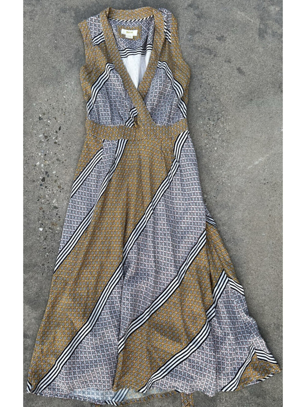 Maeve  by Anthropology Carla Faux Wrap Sleeveless Midi Dress Size 0 Wrap Belt